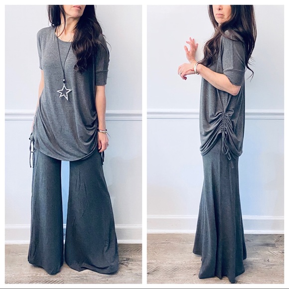 ✨RESTOCKED✨CHARCOAL GREY FABULOUS WIDE LEG PANTS - Picture 3 of 8